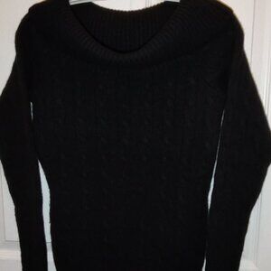 RALPH LAUREN BLACK LBL CASHMERE SWEATER L/S CABLE KNIT BOAT NECK SLIM FIT MEDIUM
